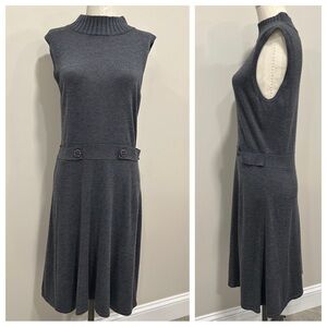 DESIGN HISTORY Grey Sleeveless Mock Neck Faux Belted Knit Dress Size Medium